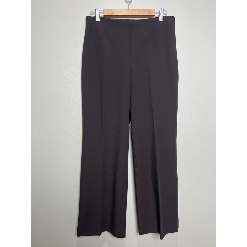 Talbots Dress Pants Womens 12P Chocolate Brown Side Zip Straight Leg EUC
